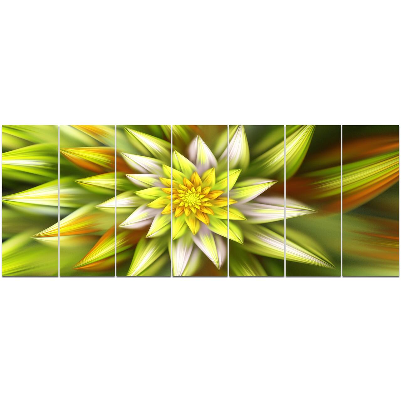 Designart - Huge Yellow Fractal Flower - Floral Canvas Art Print
